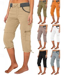 abordables -Femmes Pantalons Cargo Pantalons de randonnée Été Extérieur Coupe régulière Respirant Bas Avec Poches Noir Vert Véronèse Coton Camping / Randonnée Course S M L XL XXL