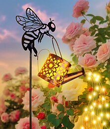 ieftine -1 buc lumină solară de proiecție metalică goală pentru exterior, impermeabilă, cu formă de albinuță colibri, lumină decorativă pentru aleea grădinii din curte, lumină peisagistică
