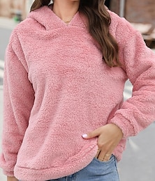 preiswerte -Damen Kapuzenpullover Einfach Streetwear Lässig Langarm Mit Kapuze Normale Oberteile Straße Ferien Ausgehen Rosa Winter