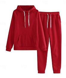 economico -Per donna Moda Streetwear Quotidiano Set di Pantaloni Manica Lunga Con Cappuccio Tinta unica Casuale Quotidiano Nero Rosa Rosso Estate Vestibilità regolare