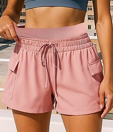 voordelige -Dames Hardloopshorts met panty's Trainingsshorts 2 in 1 Trekkoord Hoge taille Kleding Onderlichaam Sportkleding Sportschool Training Elastisch Ademend Sportschooltraining Voor buiten Hardlopen