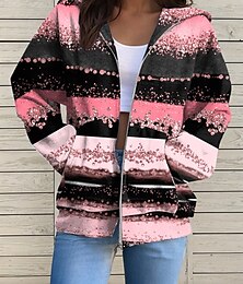 economico -Felpa con zip da donna Geometrica Astratta Attiva Casual a maniche lunghe con cappuccio Tops regolari Casual Festivo Tasca Frontale Rosa Navy Blu Blu Viola Verde Primavera Autunno