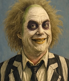 baratos -Filme Beetlejuice Peruca de Cosplay Sintética Peruca Para Acessórios de Fantasia de Carnaval Perucas de Halloween