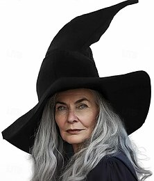 abordables -Sombrero de bruja de terciopelo para mujer para Halloween: accesorio de disfraz gótico puntiagudo para cosplay, fiestas y festivales femeninos.
