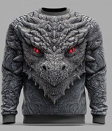 olcso -Férfi Sárkány 3D Pulóver Pulóver Hosszú ujj Pulóver Terített nyak Alkalmi Punk és gótika Parti Utcai öltözék 3D Minden évszak