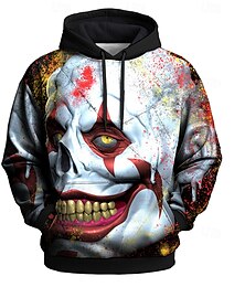 billige -Halloween herre Tom Wood grafisk joker hettegensere hettegenser hettegenser rund hals punk 3D-trykk klubb streetwear svart snøring høst vinter designer