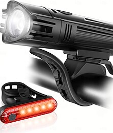 economico -Set di luci per bici ricaricabili tramite USB ultra luminose, potente faro anteriore e posteriore, 4 modalità di illuminazione, facile da installare per uomini, donne e bambini, ciclismo su strada e