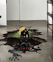 Недорогие -3D-наклейка на стену с разбитыми стенами на Хэллоуин, замок с привидениями, ворона и паук, самоклеящаяся наклейка на пол и стену, жуткое украшение для дома для создания атмосферы вечеринки на Хэллоуин