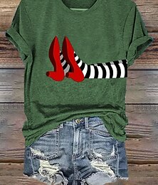 levne -Dámské tričko čarodějnice grafika vintage stylové klasické krátký rukáv kulatý výstřih pravidelné topy každodenní víkendový potisk černá bílá světle zelená růžová modrá léto podzim