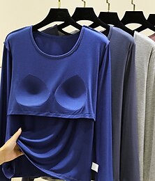 levne -Dámské Halenka Pevná barva Denní Na běžné nošení Dlouhý rukáv Tričkový Běžné topy Denní Černá Světlá růžová Rubínově červená Námořnická modř Vodní modrá Léto Jaro Podzim