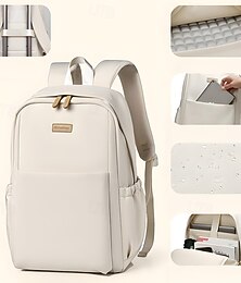 olcso -Uniszex fehér, vízálló laptop hátizsák párnázott rekesszel, nagy kapacitású, több zsebes iskola- és utazótáska főiskolára, munkába és mindennapi használatra.