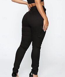 economico -Per donna Pantaloni Cargo Chinos Casual Atletico Lunghezza intera Naturale Semplice Multi-tasche Comodo Traspirabilità Sport & Outdoor Casual Quotidiano Nero Primavera Autunno Vestibilità regolare