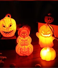 abordables -6 piezas de linterna de calabaza de Halloween, decoración para fiesta, escena del hogar, pieza de modelado, luz de noche fantasma, linterna de calabaza de calavera creativa