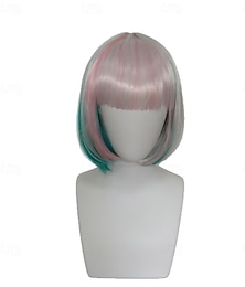 voordelige -Megan 2 Mecha Combat Cosplaypruik voor vrouwen - kort, permanent synthetisch haar met highlights, anime-stijl kostuumaccessoire uit 2025