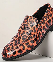 billige -herre leopardprint pene loafers – dristige dyremønstrede slip-on sko til motefester og sceneopptredener