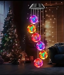 billiga -Solcellsdriven rgb färgskiftande magisk boll vindklocka utomhus vattentät flamingo vindklocka trädgårdslampa för utomhus trädgård balkong terrassdekor jul nyårspresent