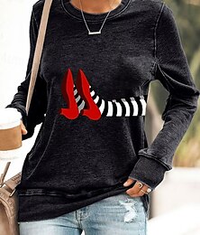 economico -Per donna Felpa Pullover Grafico Halloween Casual Manica Lunga Girocollo Top Regolari Streetwear Casuale Ferie Stampato Nero Rosso Blu Verde Grigio Primavera Autunno Inverno