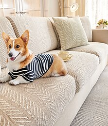 preiswerte -Chenille-Sofabezug mit Fischgrätenmuster für Hunde, rutschfester, magischer Couchbezug, haustierfreundlich