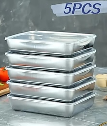 economico -Contenitori per alimenti in acciaio inossidabile da 5 pezzi con coperchi ermetici, set di organizer da cucina impilabili per insalata, frutta e preparazione dei pasti, adatti al frigorifero e al