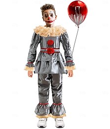 abordables -Clown Pennywise Halloween Costume Il Horreur Déguisement effrayant Enfant Garçons Fille Halloween Carnaval Performance Soirée Déguisements d'Halloween faciles Se déguiser