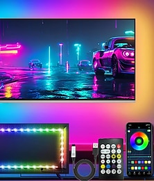 billiga -LED-lampor för TV, 5m LED-TV-bakgrundsbelysning, för 45-75 tums TV, musiksynkroniserad LED-TV-lampa med Bluetooth-funktion - RGB-färgskiftande ljusremsa för hemmabio