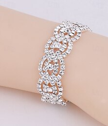 economico -Classico braccialetto benedetto ed elegante con strass, gioiello in argento per regalo di nozze, festa, fidanzamento, festival