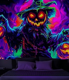levne -Tapisérie s černým světlem na Halloween strašák UV reaktivní svítící ve tmě les psychedelické hory mlhavý hřbitov duch závěsná tapisérie nástěnné umění mural pro obývací pokoj ložnici