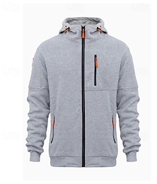 economico -Per uomo Felpa con cappuccio Felpa con cappuccio a zip intera Nero Bianco Vino Blu marino Blu Reale Con Cappuccio Semplice Con zip Tasca Sport & Outdoor Quotidiano Ferie Poliestere Streetwear