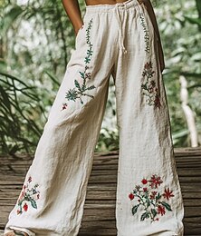 economico -Per donna Gamba larga Pantaloni Pantaloni Palazzo Casual Boho Lunghezza intera Vita Alta Fiore Elastico in vita Coulisse Stampato Traspirabilità Confortevole Streetwear Abbigliamento quotidiano Uscire