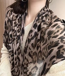 economico -Per donna Sciarpa rettangolare Streetwear Quotidiano Data Marrone Cachi Sciarpa Leopardo