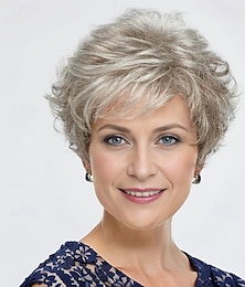 economico -parrucca alla moda da donna, capelli sintetici, parrucche corte, parrucche ricci, soffici parrucche sintetiche naturali per l'uso quotidiano nelle feste