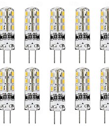 billige -G4 LED-lyspærer med bi-pin sokkel DC 12V 2W 24 SMD 3014 LED 10W halogenpære tilsvarende silikonlys hvit/varm hvit/rød/grønn/blå 10 stk.