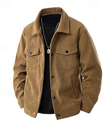 abordables -Hombre Chaqueta ligera Chaqueta de Pana Chaqueta tipo cargo Chaqueta casual Vacaciones Diario Bolsillo Primavera Otoño Plano Moda Clásico Diseño Regular Negro Verde Ejército Beige Café Chaquetas