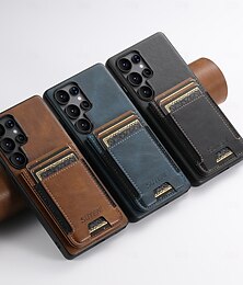 levne -telefon Carcasă Pro Samsung Galaxy S25 Plus S25 Ultra S24 Ultra S24 Ultra Plus S23 Ultra S23 Plus S22 Ultra S22 Plus Zadní kryt se stojánkem Slot pro kartu Nárazuvzdorné Retro TPU PU kůže