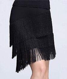 abordables -Pantalon à franges et paillettes pour danse latine pour femme – Pantalon long et large pour danse de salon/standard, jitterbug &représentation/pratique de danse carrée