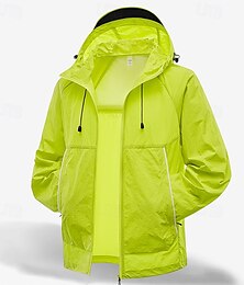 billige -Herre Lett jakke Utendørs jakke Skin jakke Uformell jakke Feriereise Daglig UPF50+ Vindtett jakke Lomme Sommer Vår عادي Mote Klassisk Med hette Normal Svart Elfenben Lysegrønn Oransje Grønn Jakker