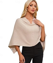 levne -Dámský capri svetr s pončem, zeštíhlující střih, zkrácený, univerzální šál, měkký pletený zavinovač, krátký top s kapucí