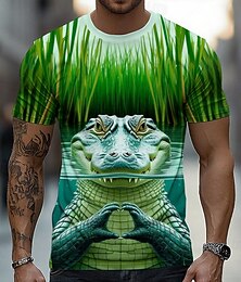 halpa -Miesten Krokotiilikuvioinen Hauska T-paita Lyhythihainen T-paita 3D-tulostus Tiukka pyöreä kaula-aukko Paita Liioiteltu Suunnittelija Juhla Katu Kausaliteetti Vihreä 2# Vaalean vihreä Mintun vihreä