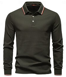 economico -Per uomo Polo Lavoro Affari Collo ripiegato Manica Lunga Tempo libero Confortevole Semplice Blocco di colore Puro Tutte le stagioni Vestibilità regolare Rosso rubino Nero Bianco Blu marino scuro