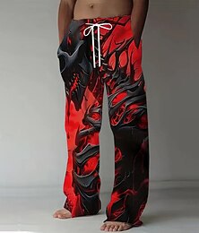 economico -Per uomo Teschio Scheletro Pantaloni Pantaloni Larghi Pantaloni casual Misura del girovita medio Stile gotico oscuro All'aperto Ferie Coulisse elastica in vita Pantaloni tipo lino con tasche Estate