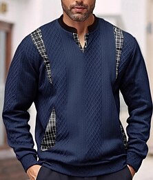 abordables -Hombre Sudadera Sudadera Con Capucha Pull-over Negro Blanco Azul Marino Caqui Gris Escote Redondo Plano Retazos Con Texturas Deporte Casual Diario Ropa de calle Fresco Ropa deportiva Primavera & Otoño