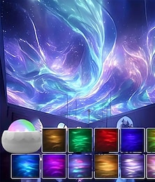 זול -אורות צפוניים, זוהר, זוהר, מנורת מקרן, RGB, מים, אדוות, גלקסי, לילה, USB, תאורת סביבה דקורטיבית לחדר שינה &מסיבות