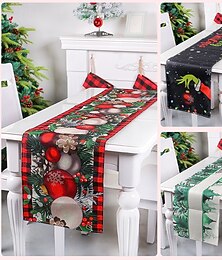 ieftine -Față de masă de Crăciun, imitație de in, 2025, model clasic de glob de Crăciun, pentru sufragerie, bucătărie, decor festiv, sezonier, accesoriu pentru petreceri de casă