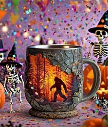 abordables -Taza de resina con diseño de Bigfoot en 3D, ideal para fogatas, camping, cocinas, creyentes de críptidos, amantes de la naturaleza, senderismo, montaña y camping.