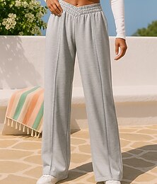 お買い得  -女性用 ワイドレッグパンツ スポーツスウェットパンツ ポケット付き ハイウエスト ボトムズ アスレイジャー ジム用 いい結果 秋 高通気性 いい結果になる ジョギング ランニング ルーズフィット スポーツウェア アクティブウェア ソリッド ダークグレー ブラック ライトグレー