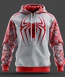 economico -Per uomo Ragno 3D Felpa con Cappuccio Felpa Cool Festa Girocollo Club Abbigliamento casual alla moda Giallo Rosso Coulisse Autunno Inverno progettista