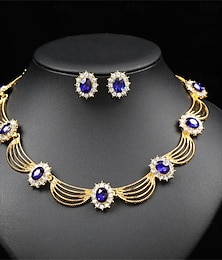 ieftine -Seturi de bijuterii 2 Crom Cercei Coliere Pentru femei Elegant Epocă Modă Stil Vintage Clasic Rotund Set de bijuterii Pentru Nuntă Petrecere Invitat la nunta
