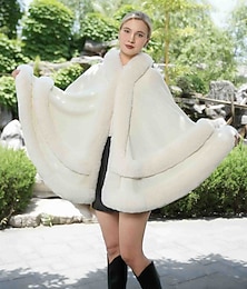 abordables -Écharpes en Fausse Fourrure Élégant Garder au Chaud Sans manches Manche Chauve-souris Polyester Boléros de Mariage Avec Couleur unie Pour Occasion Spéciale Automne & Hiver