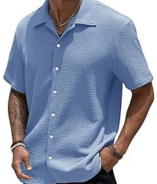 economico -Per uomo Camicia Camicia Estiva Camicia casual Camicia da Spiaggia Camicia con Bottoni Marrone Scuro Nero Bianco Verde chiaro Rosa Manica Corta Semplice Bavero Vacanza Camicia hawaiana Abbigliamento