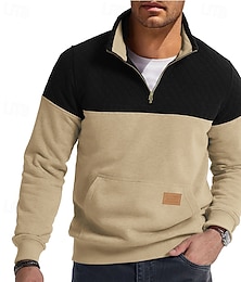economico -Per uomo Maglia Felpa con zip corta Vino Verde militare Blu Reale Marrone Cachi Mezza zip Blocco di colori Semplice Mezza cerniera Sport & Outdoor Quotidiano Ferie Vintage Streetwear Casual Autunno